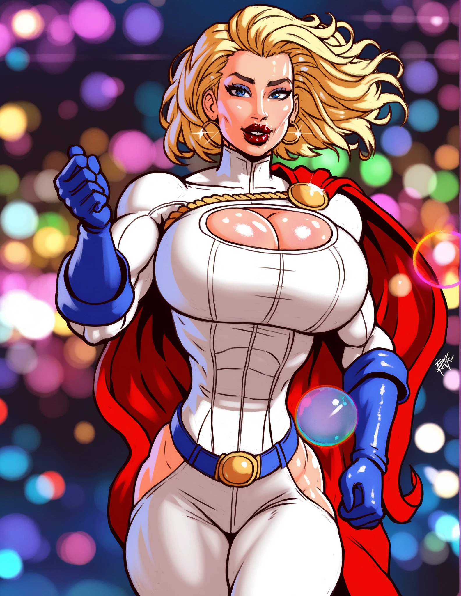 Power girl, llena de semen en sus tetas concha apretada y pezones marcados, con un pene metido en su oreja, ahegao