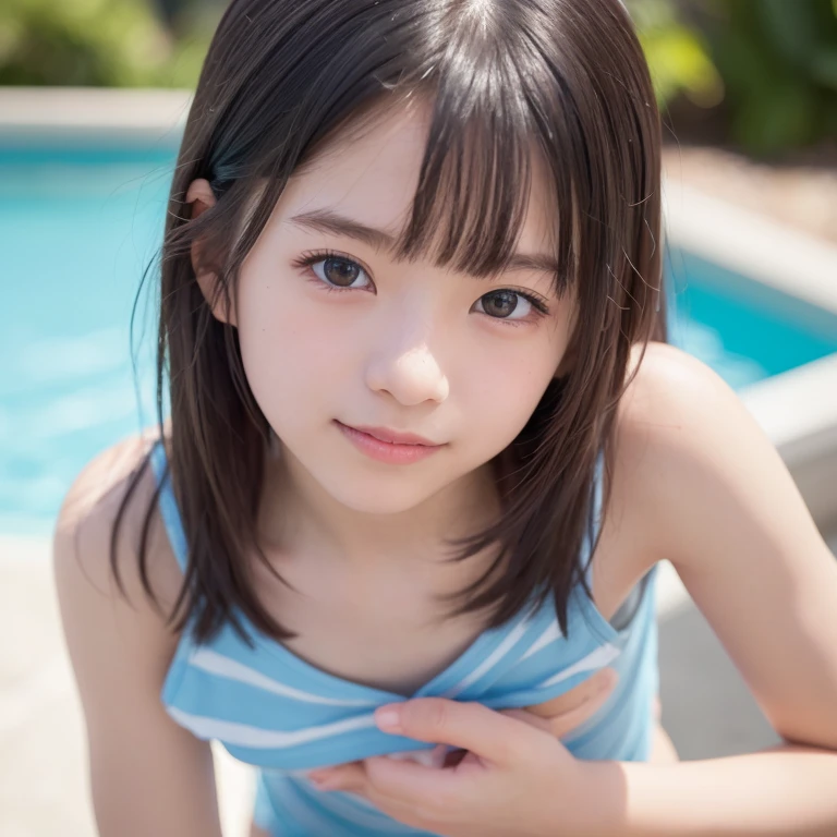 A very young girl with small breast.