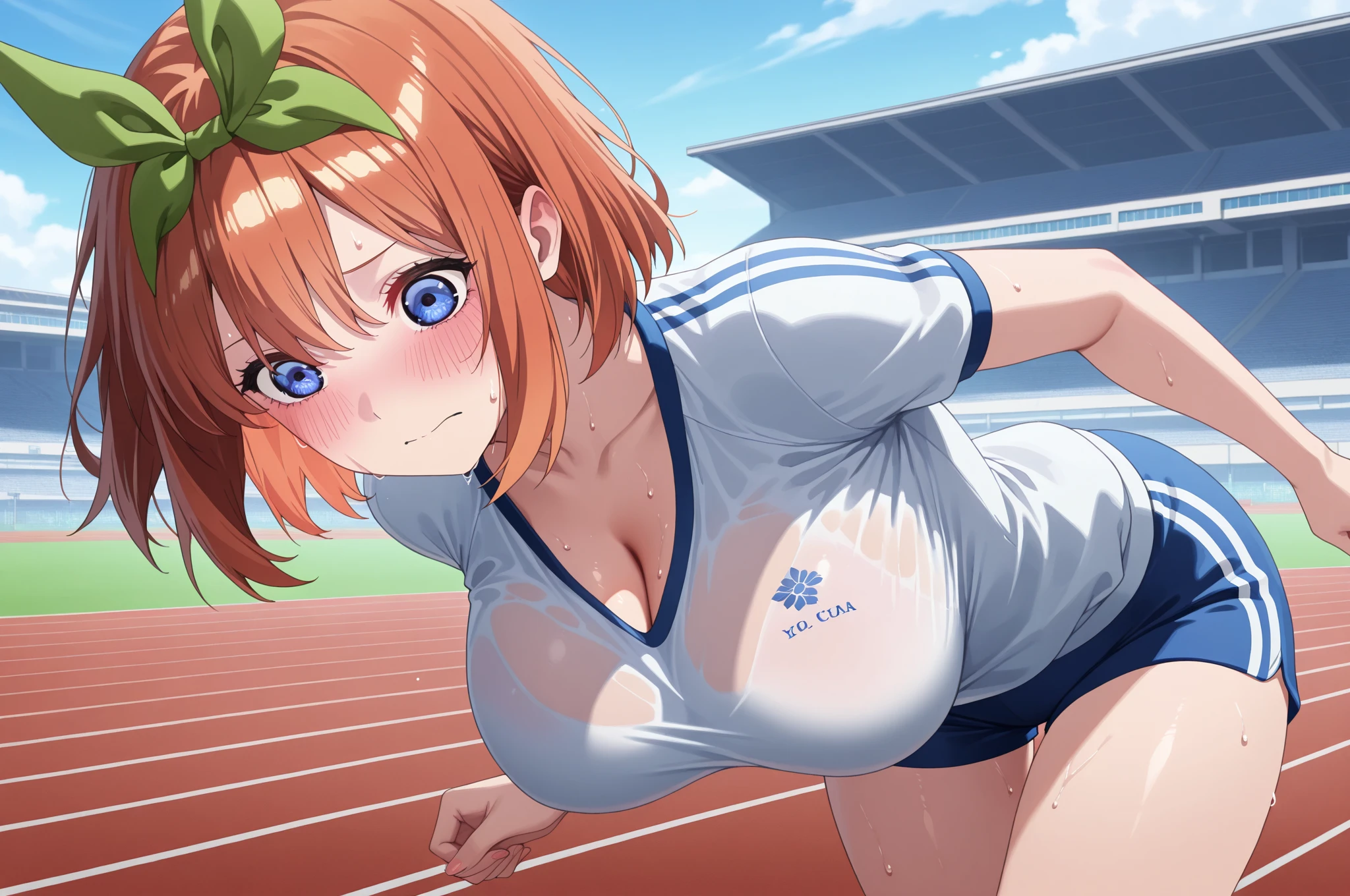 {{{{{16k,Ultra High-resolution realistic photograph of neat virgin first-year junior high school girl's in School-designated gym uniform with junior high ribbon as pretty as a actress in Grass schoolyard, She's in the first year of middle school, but she's too well developed, her F-cup cleavage tits are too beautiful}}}}},{{Extremely detailed}},{{{{{dye her cheeks flush and integrated her head pure small, thick lips, Enchanting thick gross idol's Lips}}}}},{{{{{the bang hair}}}}},{{{{{She get more attractive and smoother her body, her expression and appearance are transformed into that of a pure, Her white tits are so fluffy, and are depicted in great detail, but her sex appeal from her cleavage fills the schoolyard, her bodyline and tits and hips are getting sexier and Cute, She has been reborn as a pretty one-in-a-thousand-year girl with a sparkling aura of cuteness}}}}}