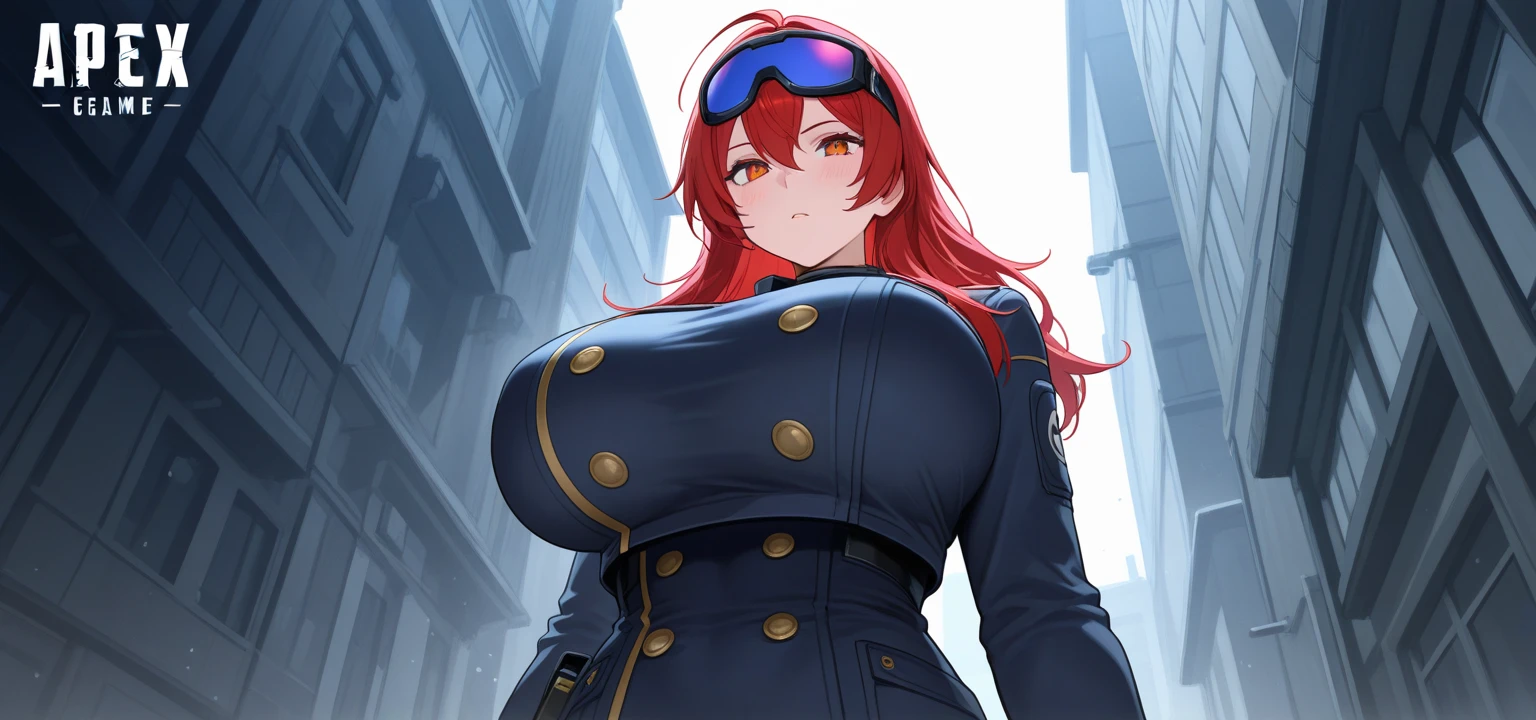 High detailed, 1 girl, eyepatch, huge hairstyle, busty, wearing a dominatrix suit, strong body, serious expression