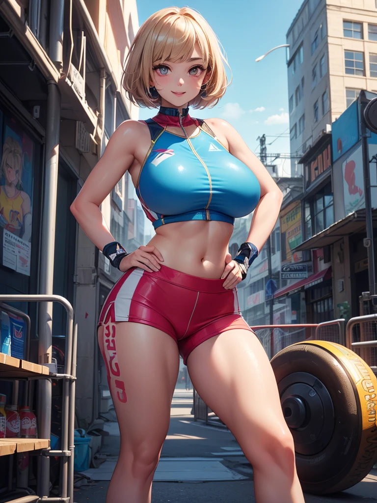 1970s Aerobics Style、sneakers、Detailed picture、girl、25-year-old woman、Dynamic and lively pose、Crotch line、Erect nipples