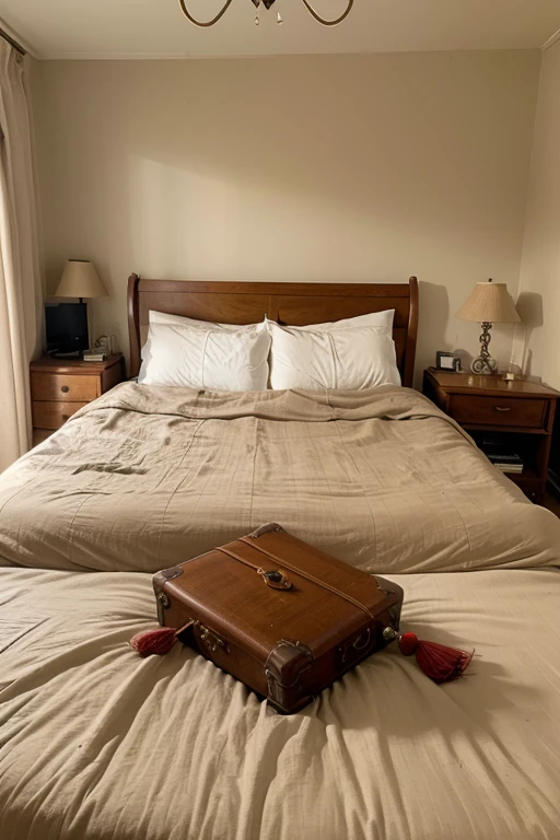 the bed with the components displayed on a table nearby