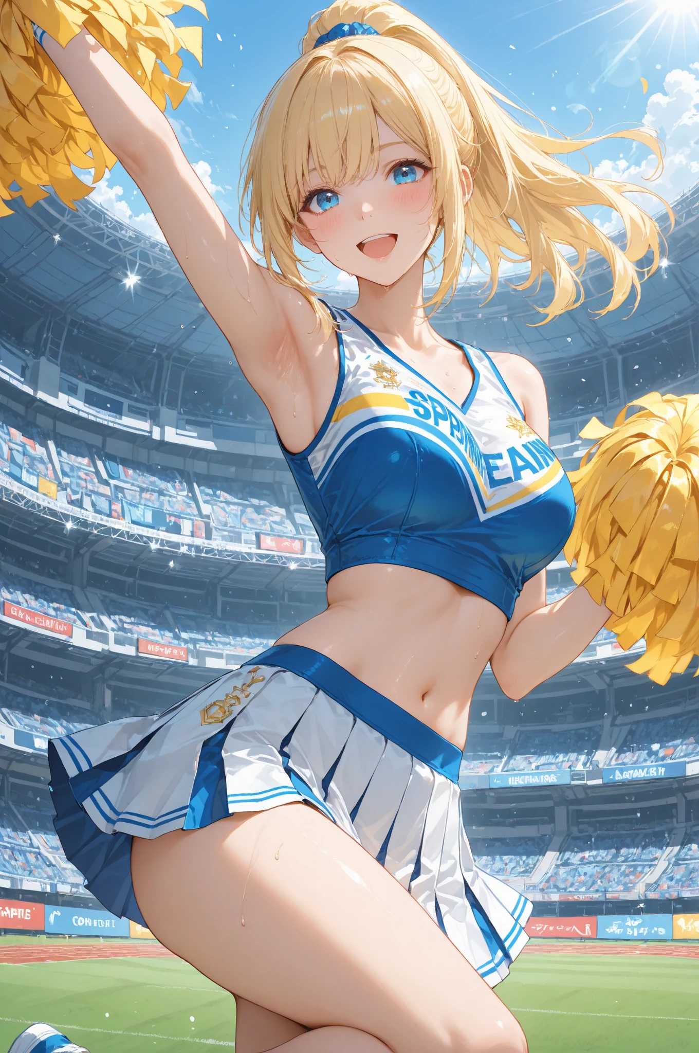 Cheerleader having sex with naked man