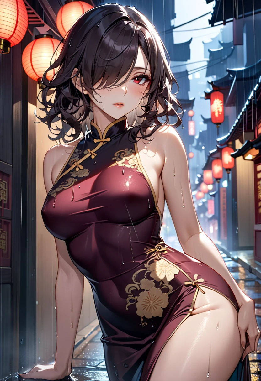 Positive Focus、top-quality、hight resolution、super precision、8K、(One woman)、(((extra detailed face)))、8 head body、
Colorful、Fine skin、Deep slit、off shoulders、
Beautie、Bright expression、Surprised、red blush、plump eyes、Eyes sparkle、
(((Luxury cheongsam)))、(((Colorful cheongsam)))、ample breasts、thighs thighs thighs thighs、gem stones、
(Photorealistic backgrounds)、(street corner)、(Crowds)、 Watching the viewer、
(Untying hair)、(((hair adornments)))、(Hide your fingertips)、(((Refers to 5 books)))、
(Composition looking up from a low position)、
,camel toe , Leotard, Show your underwear, Show your breasts, tits,