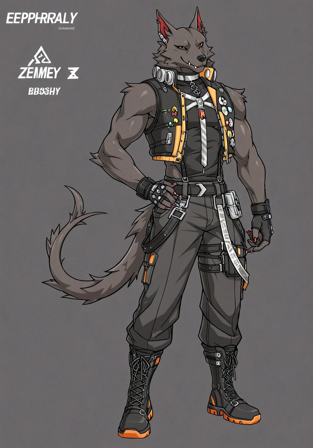 (masterpiece:1.2), best quality,pixiv,official art,perfect anatomy, (Ray tracing, light),solo, (1_male:1.3) , (muscle), (grey fur:1.4), (muscle bear), (beard:1.2), (gleaming golden eyes), bear tail, full body, Thick black eyebrows, (open short hoodie), (naked inside),cargo shorts, black short boots, (pure white background: 1.3), ( ( characterconcept art,reference sheet,individuality,character design sheet) )