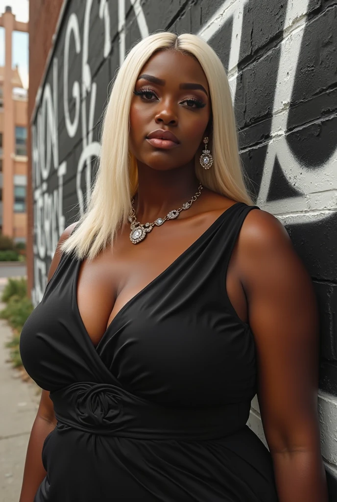 ((Very photorealistic))、Delicate and precise expression、50 year old African witch、Fluffy blonde、(Chubby body type)、((Very large cleavage、Deep neckline、(((A witch living in the vast savanna.)))、Very sexy middle-aged witch、