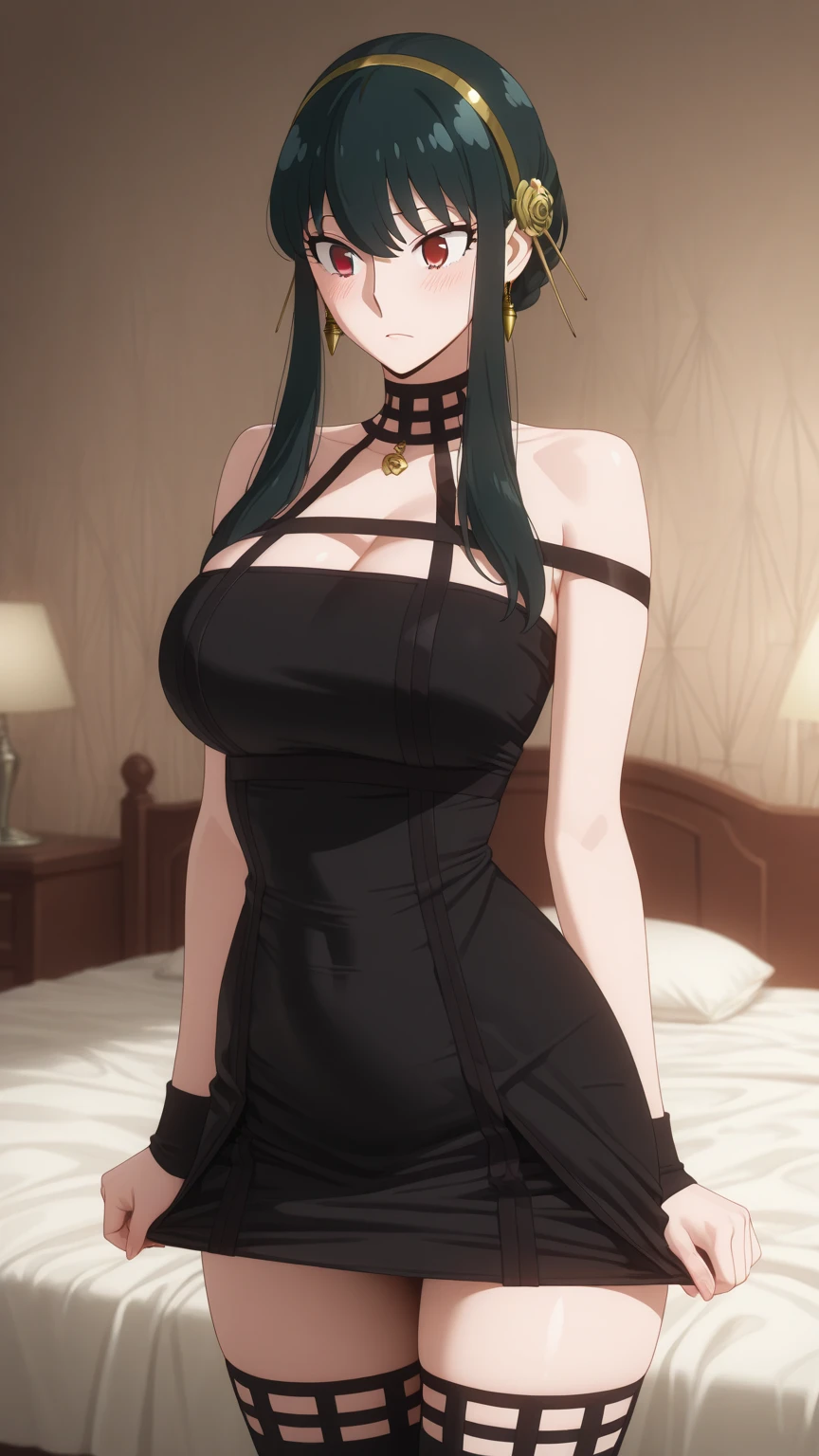 最high quality, High resolution, unity 8k wallpaper, (figure:0.8), (Beautiful eyes:1.6), Highly detailed CG, Night Time, One girl, Black Hair, Large Breasts, hotel, Clear skin, (Hollow Eyes),(masterpiece), wallpaper,high resolution,(窓から夜景が見えるhotel),Intricate details, beautiful, sexly, erotic, Obscene, Noise Reduction,sensuous,Seductive pose,Cute anime face,Dog collar,high quality,Anime Style,sexuell,Shiny Hair,Expressionless,(ラブhotel:1.3,Love bed,Sit on the bed),(マゼンタ色のsexlyランジェリー),Cleavage,Emotionless face like a mannequin,Slightly open the mouth