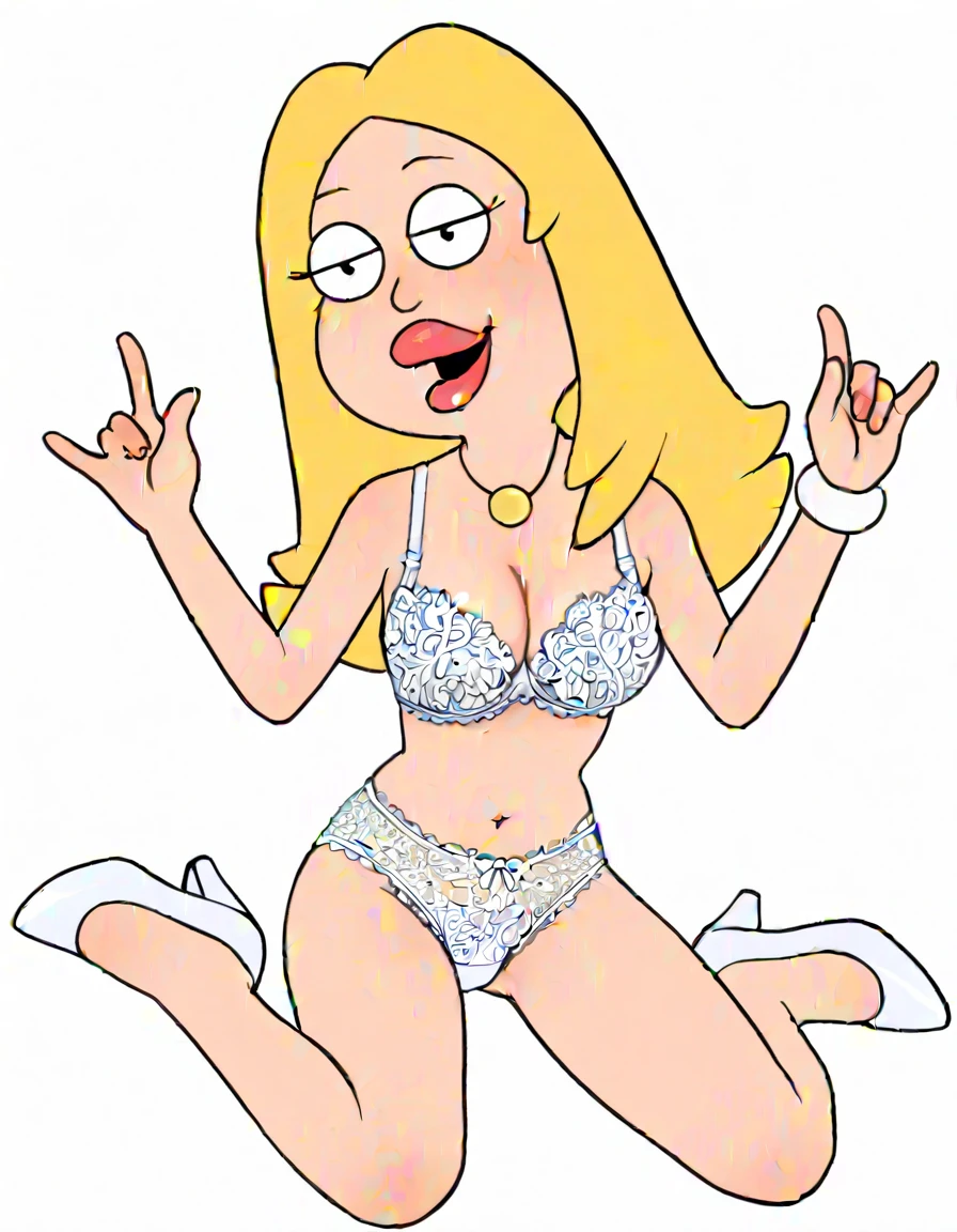 1girl, sexy 25 year old blonde girl is wearing a micro bikini top, no bottoms, showing her vagina, dripping