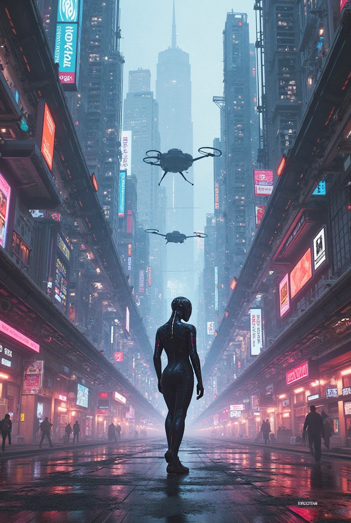 20-year old large-breast woman with cleavage:1.4, 1woman, solo, 3D neon art of a woman's body, (with low angle view), (((((matrix style black micro sunglasses, black bra and very short black miniskirt, white G-string panty))))), (((aiming with a short gun))), (looking at camera), aerial view of blade runner neon-noir city background, (((Matrix cascading code))), (((1drone alone above city))), perfect composition, beautiful detailed intricate insanely detailed octane render trending on artstation, 8K artistic photography, photorealistic concept art, soft natural volumetric cinematic perfect light, chiaroscuro, award-winning photograph, masterpiece, oil on canvas, Raphael, Caravaggio, Greg Rutkowski, Beeple, Beksinski, Giger