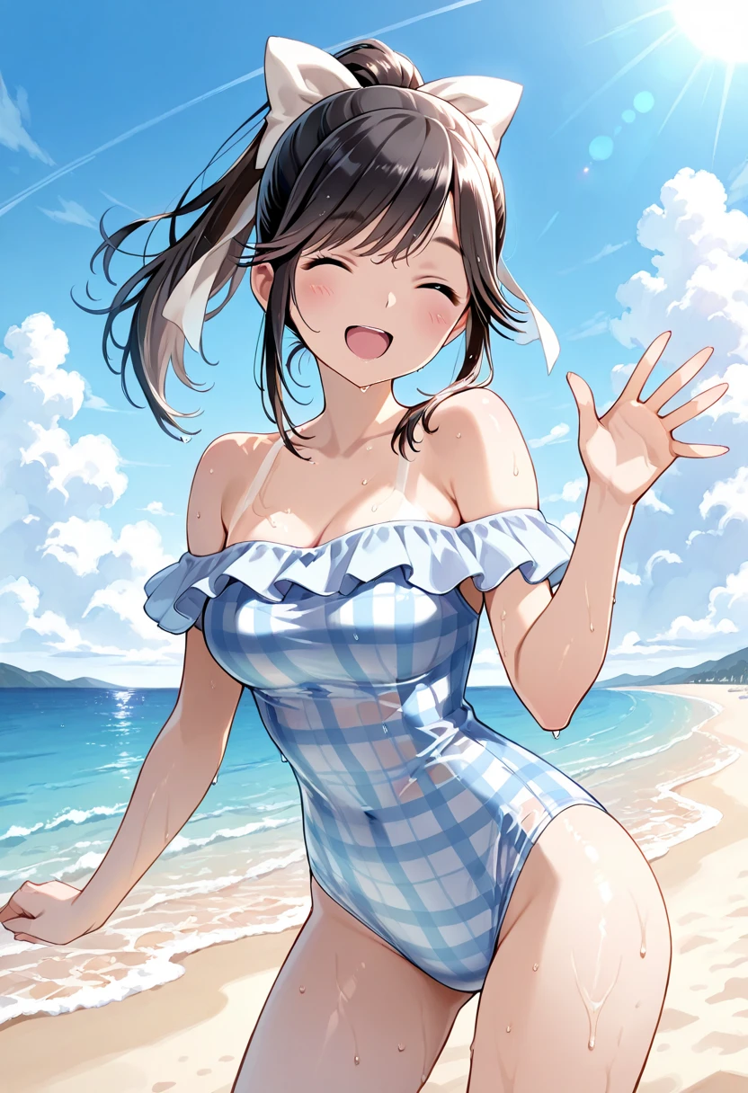 (nsfw:1.3),
(naked),
(barefoot:1.3),


(brown medium length bangs),
(brown  hair),
(bob medium length hair),
(middle_length waved hair),
(vertical roll medium length hair),

((Shaggy princess cut medium length  tied at the back waved hair),
put your hair up,

Masterpiece, high quality, High resolution, extremely detailed, cute with glowing white skin, eyelashes and cute dark-brown eyes, Jewelry Accessories Anime, gorgeous background-centered composition,
(Best quality, 32k, photos of cute Japanese women),
(Raw photo: 1.2),
(Background　summer　Ocean　shade of rocky place),
(There are several men around:1.2),


1girl and 2boy or 3boy,
detailed face and breast,
17 years old,
(Big Breasts:1.1),


(Insert into her),

(Crying face:1.2),
(Watery eye:1.2),
(close your eyes),

(Her pussy is overflowing with love juice),
(Her body is wet:1.2), 

(peek penis camelto pussy public hair),




(Super dynamic angle: 1.4),
(Close-up :1.4),
(from front:2.0),
