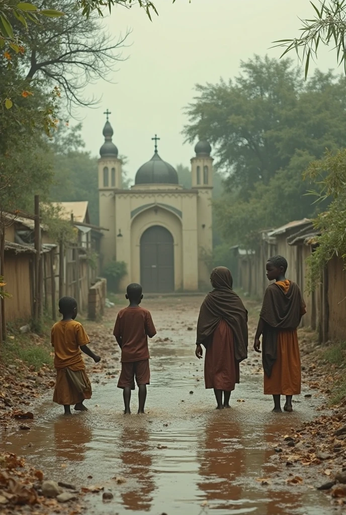 Thematic image in triptych format about poverty