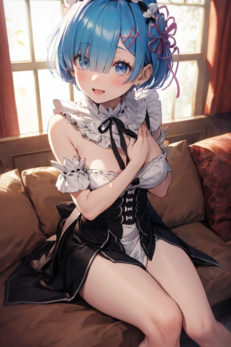 1girl,solo,(red santa claus costume:1.6),cowboy shot,standing,(blue hair:1.2),(short hair:1.2),x hair ornament,hair ribbon, hair over one eye,(blue eyes:1.2)(beautiful fingers:1.2),(perfect anatomy:1.4),(arms_behind_back:1.6),(cold_shoulder:1.2),(red leotard:1.2),(shiny_clothes:1.6),medium breasts,(masterpiece),best quality,(Ultra high definition eyes:1.2),8k,(Beautiful detailed eyes:1.2),(Fine and beautiful eyes:1.2),(pretty eyes:1.2),finely detail,extremely CG, absurdres,high resolution,illustration,Detailed and beautiful outlines,finely detail,high resolution,(colorful refraction:1.4,Increase saturation:1.2),beautiful lighting,dynamic lighting,closed room,black background,simple background, smile,looking at viewer,aarem, maid headdress, neck ribbon, cleavage,(red thigh boots:1.2),(latex luster shiny glossy:1.4)