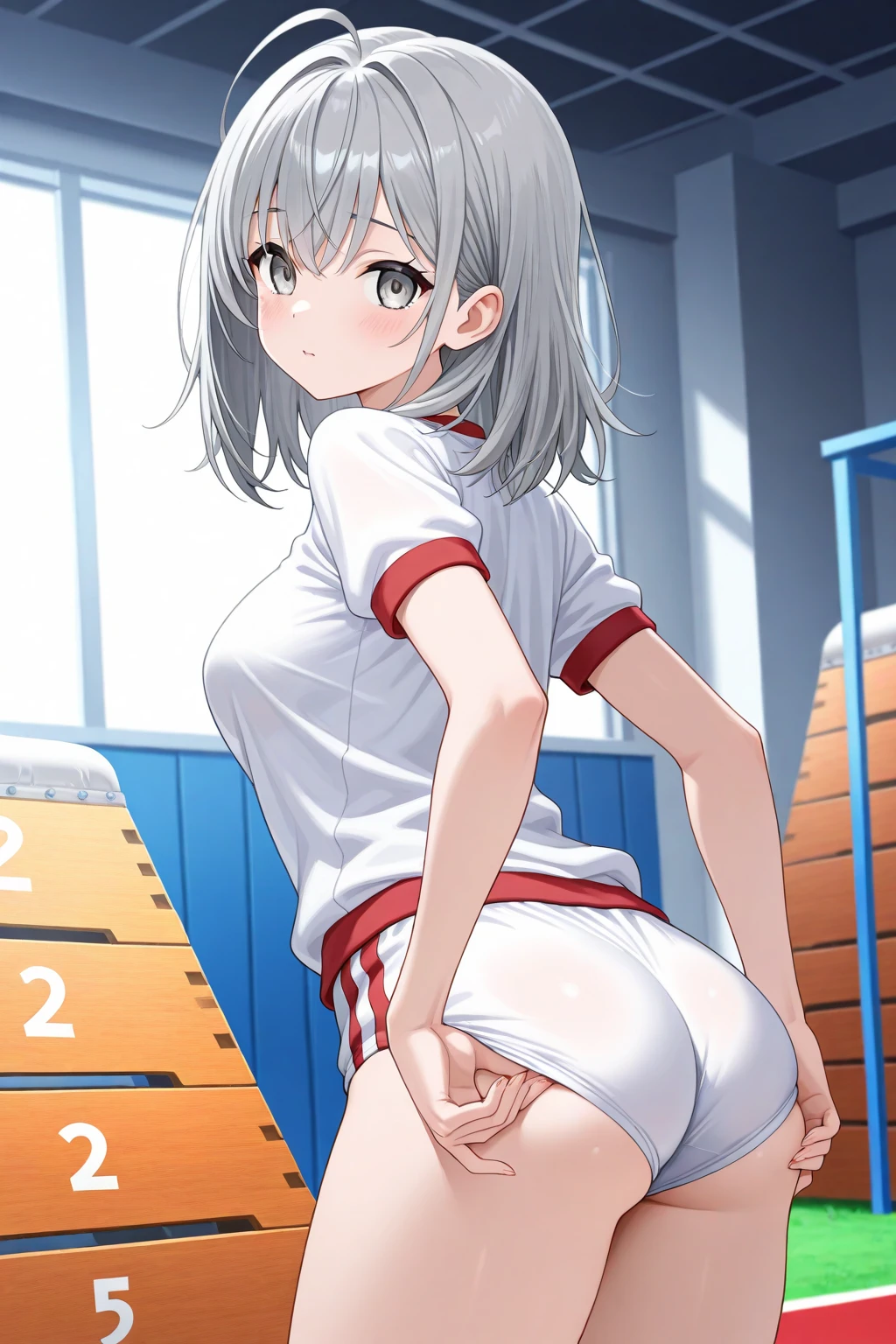(((((whole body)))))、Youmu, This is a very cute gym uniform 、smile,、、barefoot、