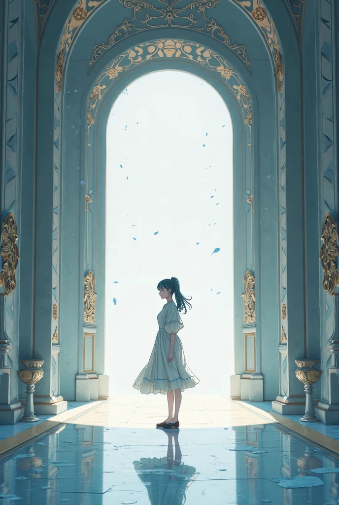 Surrealism, Minimalism, watercolor painting,High angle view of the stunning beauty Yu,