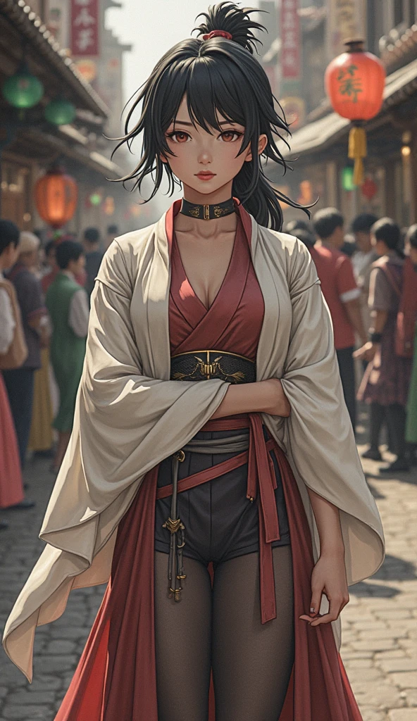 Chinese ink painting style, sexy Egyptian beauty, wearing a cloak and light clothing, background is a street corner in Athens
