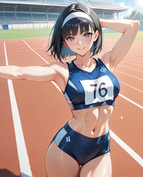 (Three Girls)、(Athletics Stadium、truck),、smile、The men are laughing、、Long Hair、They hesitate,、Wet Hair, Underarm, Mid-chest, Realistic butt crack , (High color saturation:1.0), (Very detailed肌), (Highest quality:1.0), (Ultra-high resolution:1.0) ,(Realistic:1.0), (Very detailed:1.0), (8k, RAW Photos:1.1)、Center of chest、Spread your legs、Yoshizuki Iori、Running、(White Athletics Uniform)、(Front view)