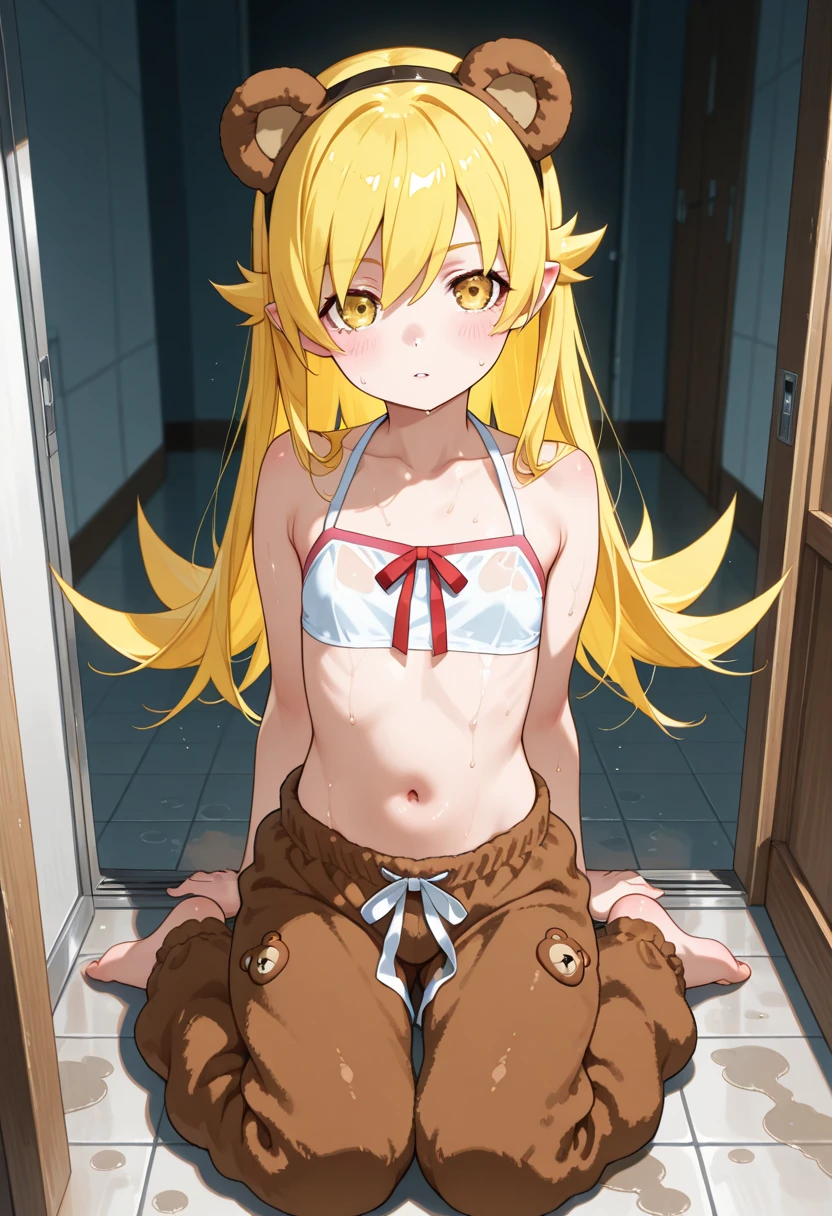 Anime. 1 Girl. Cutie. Amputee. Slave. Disabled person. Quadruple amputation. Blonde. Long hair. Wavy hair. Green eyes. Beautiful eyes. Perfect eyes. Expressive eyes. Ideal face. Beautiful nose. 16 years. Small breasts. Flat chest. Urinary incontinence. Wants to pee. I need to pee. A strong, desperate urge to pee. She peed herself. She peed in her panties. Urine leaks from the perineum onto the floor. Urine runs down my thighs. Ideal anatomical body. Body with amputated limbs. Armless. Legless. Dirty tunic. Torn tunic. Slave collar. Dirty panties. Torn panties. Sitting. Full height. Wheelchair. Fantasy city. Street. Slave market. Beautiful character design. Shiny skin. Whole body. NSFW. Official art. Extremely detailed CG Unity 8k wallpaper. Ideal lighting. Ultra high resolution 4K. Super detailed 8K resolution. A high resolution.