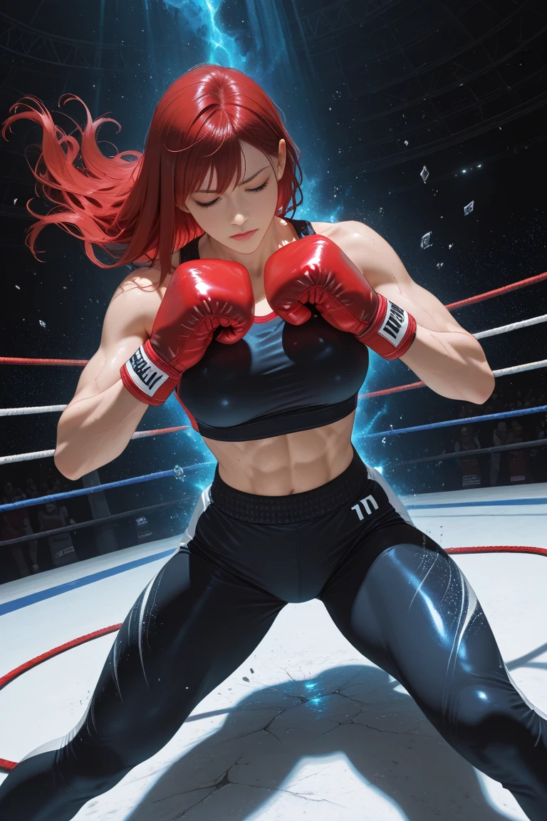(Best Quality, masutepiece),ultra detailed photographic,1girl in, Women's wrestling athlete ,Large breasts,nice legs, At wrestling venue,Detailed beautiful face,Beautiful eyes,detailed hairs,detailed clothes,Detailed realistic skin,Cool,Dynamic Angle,
