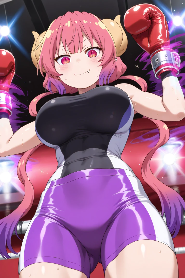 (( 1girl in)), (NSFW)、blush,Pink hair、Parted bangs、((low twintails))、Blue eyes、(((PINK high leg leotard)))、((large full breasts))、big butts、((thick thighs))、Sweat、((:D))、((((Surprised))))、is crying、(Straight hair)、Longhaire、Armpits、((spreading legs))、on a stage