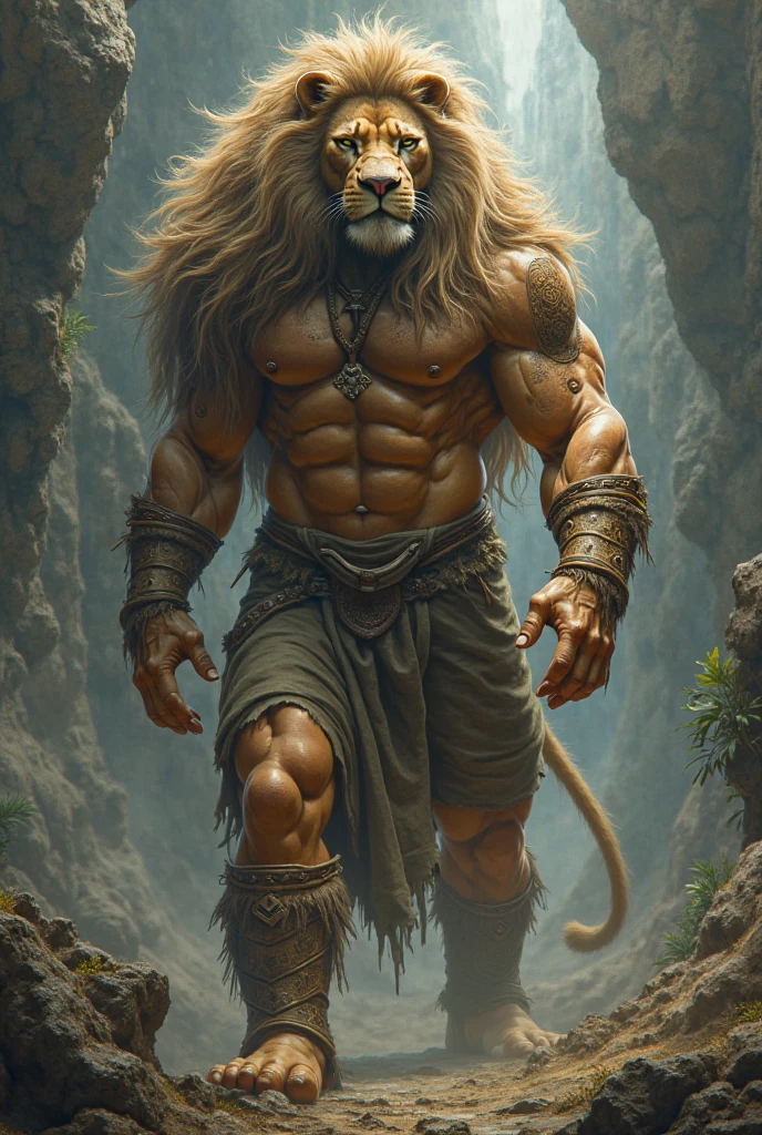create a half human half lion RPG character