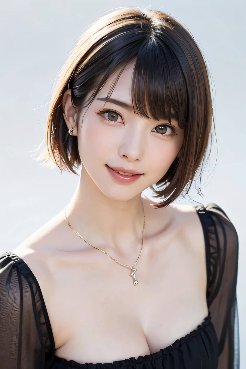 (Close-up: 1.4), (((Look up at the camera from above, look up with only eyes, look up at the camera)) (RAW Photo: 1.2), (Photorealistic: 1.4), (Masterpiece: 1.3), (Best Quality: 1.4), Dreamy, (Detailed Eyes), (Detailed Facial Features), ((Detailed Clothes), (Close-up: 1.4), (Staring at the camera from above, Looking up at the camera, Look up with just eyes, look up at the camera)) (RAW Photos: 1.2), (Photorealistic: 1.4), (Masterpieces: 1.3), (Best Quality: 1.4), Dreamy, (Detailed Eyes), (Detailed Facial Features), (Detailed Clothing Features), Skin Tightness, (Slightly Shiny Skin), (Slender Girls), (Slim Girls), One Girl, (Full Body), (Solo), Cute, ( chest), bangs, bangs, straight hair, shiny beautiful black hair, pale black eyes, crystal pendants, (best quality, 8k, 32k, masterpiece, UHD: 1.2), pictures of women with cute Japan, Solo, girl 1, (large breasts), (tall woman), (abs), (lips), mouth closed, (medium short), firm double eyelids, wet skin, Only one very beautiful woman, Very beautiful, gaze looking directly at the camera, golden ratio face, golden ratio body, perfect body, perfect face, perfect breasts, big looking directly at the camera, non-permanent sexy expression, between the arms that make cleavage, chest close, very beautiful breasts, coquettish smile, very happy smile, big eyes, eye highlights, lip gloss, clear double eyelids, eyelashes, long neck, beautiful short hair, shiny dark black hair, bangs, thick bangs, slightly shiny skin, chest moles, teardrop moles, clean bangs, clean collarbones, clean snow-white background, sky background, crystal clear overwhelming charm, attractive natural light, 19 years old, choker, skin tightening, (slender girls), (slim girls), one girl, (full body), (solo), cute, (chest), bangs, bangs, Straight hair, shiny beautiful black hair, pale black eyes, crystal pendant, (best quality, 8k, 32k, masterpiece, UHD: 1.2), cute Japan woman photo, solo, one girl, (big eyes), (tall woman)