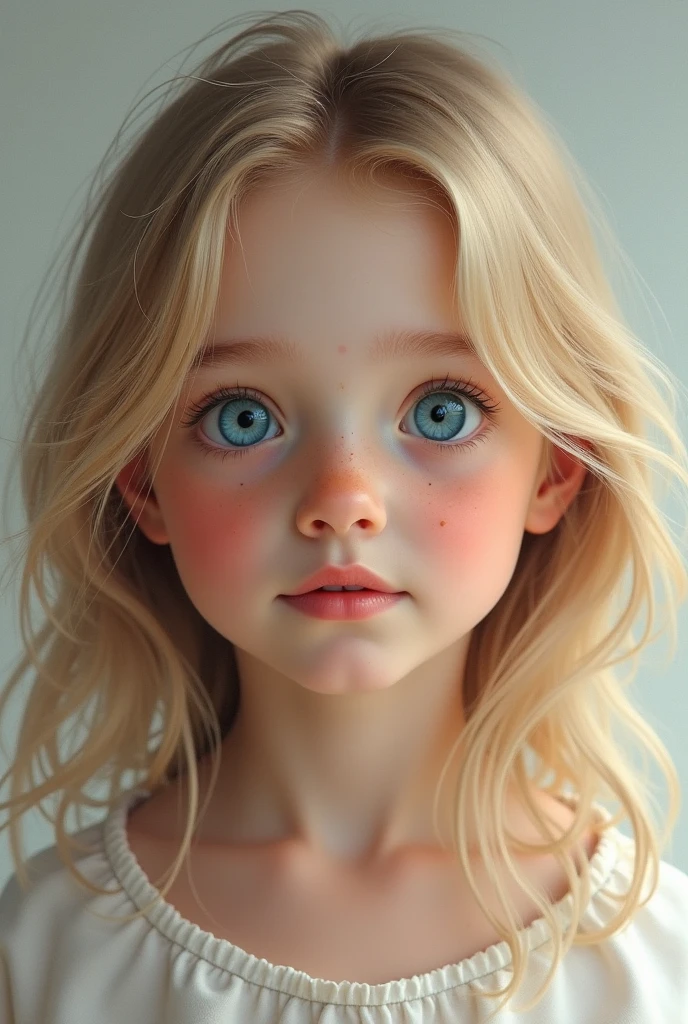 Girl 5 years old blue eyes white hair good figure innocent