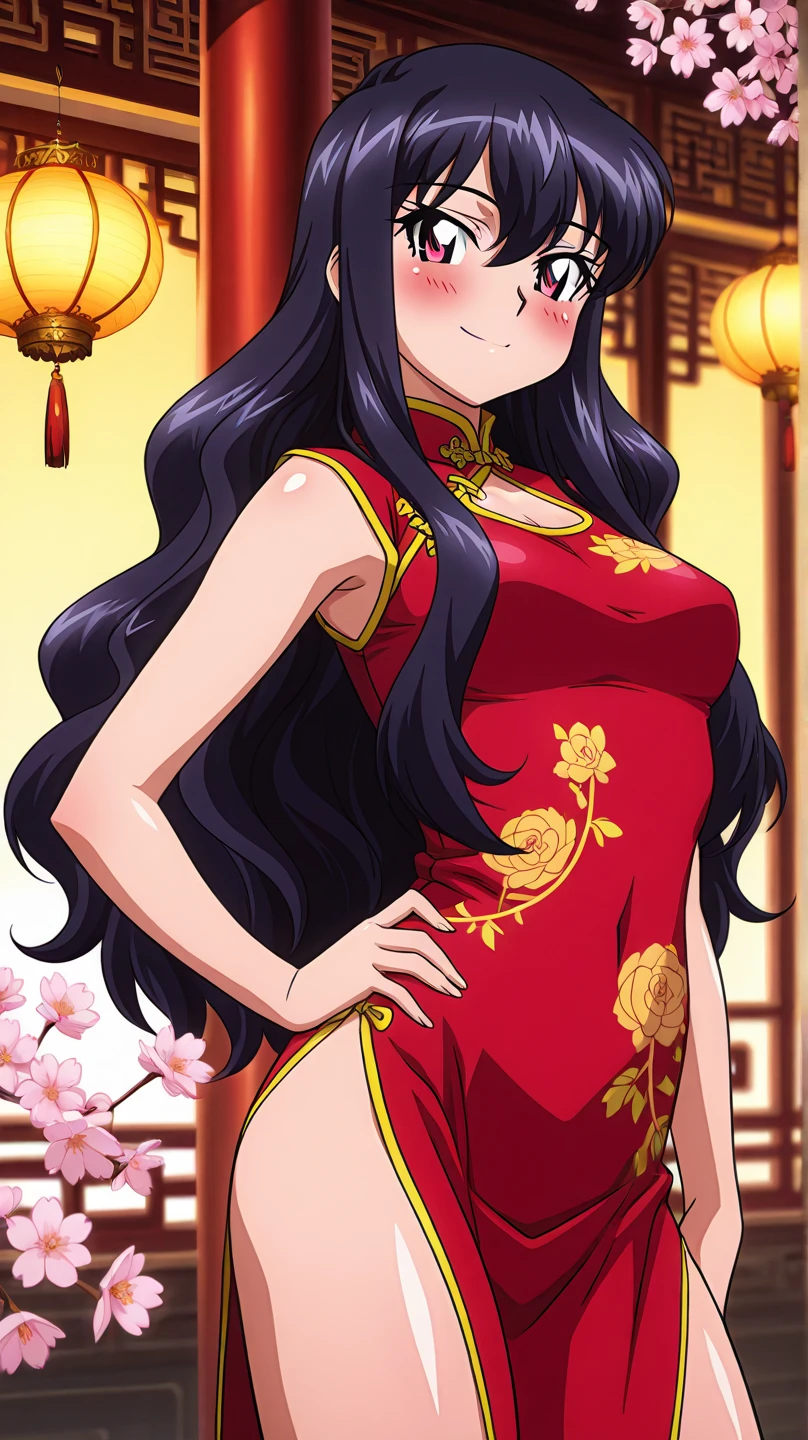 ((highest quality)),((Very detailed)),masterpiece,Anime art style,Absurd,One girl,((Dynamic pose)) , alone, Black Hair, young woman, Beautiful Fingers, Beautiful long legs, Beautiful body, Beautiful Nose, Beautiful character design, Perfect eyes, Perfect face, Expressive eyes, Perfect balance, Small medium breast,(China dress, Chinese Martial Arts),View your viewers, In the center of the image,Cowboy Shot,