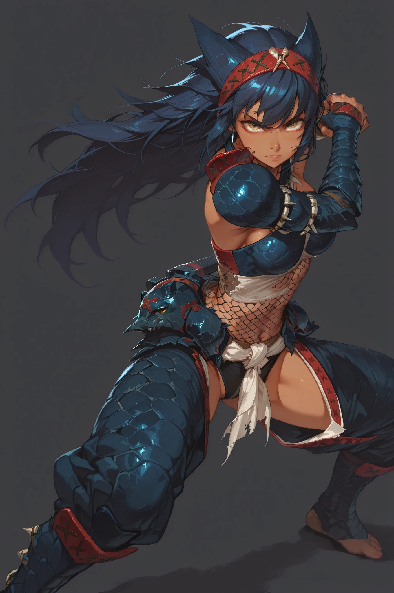 1 girl, long messy black hair, long braids, glowing yellow eyes, long eyelashes, cat ears, cat eyes, wearing a leather suit, cute, dangerous look, lovely rogue