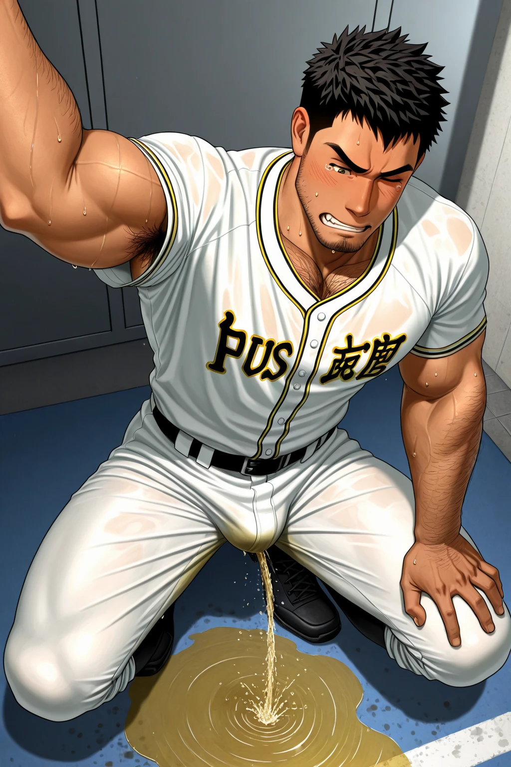 High Definition 3D Ultra HD 8K,NSFW,masterpiece、highest quality、bold composition,(karate uniform,red headband :1.2),ass, pov,(25-year-old male),male focus,erection,lying,,spread lges,muscular male,toned,toned male,big pectorals, Street Fighter,Ryu, Sexy、black hair, (detailed face,blush,aroused,orgasm:1.2),lying,コンクリートの床、コンクリートの壁、(penis,Sex.anal:1.5),Strong muscles,semen