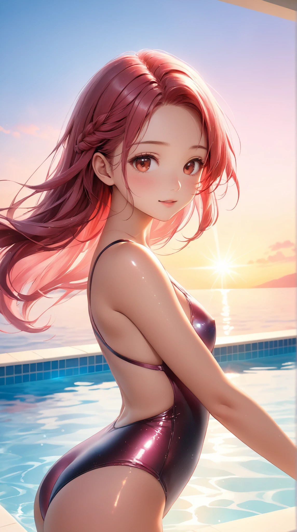 Swimwear、headset、Upper Body、colorful、watercolor、hair、ponytail、I&#39;m 5 years old、Colorful hair、Soba、bikini、Earrings、Big Breasts,goggles、Swimwear、headset