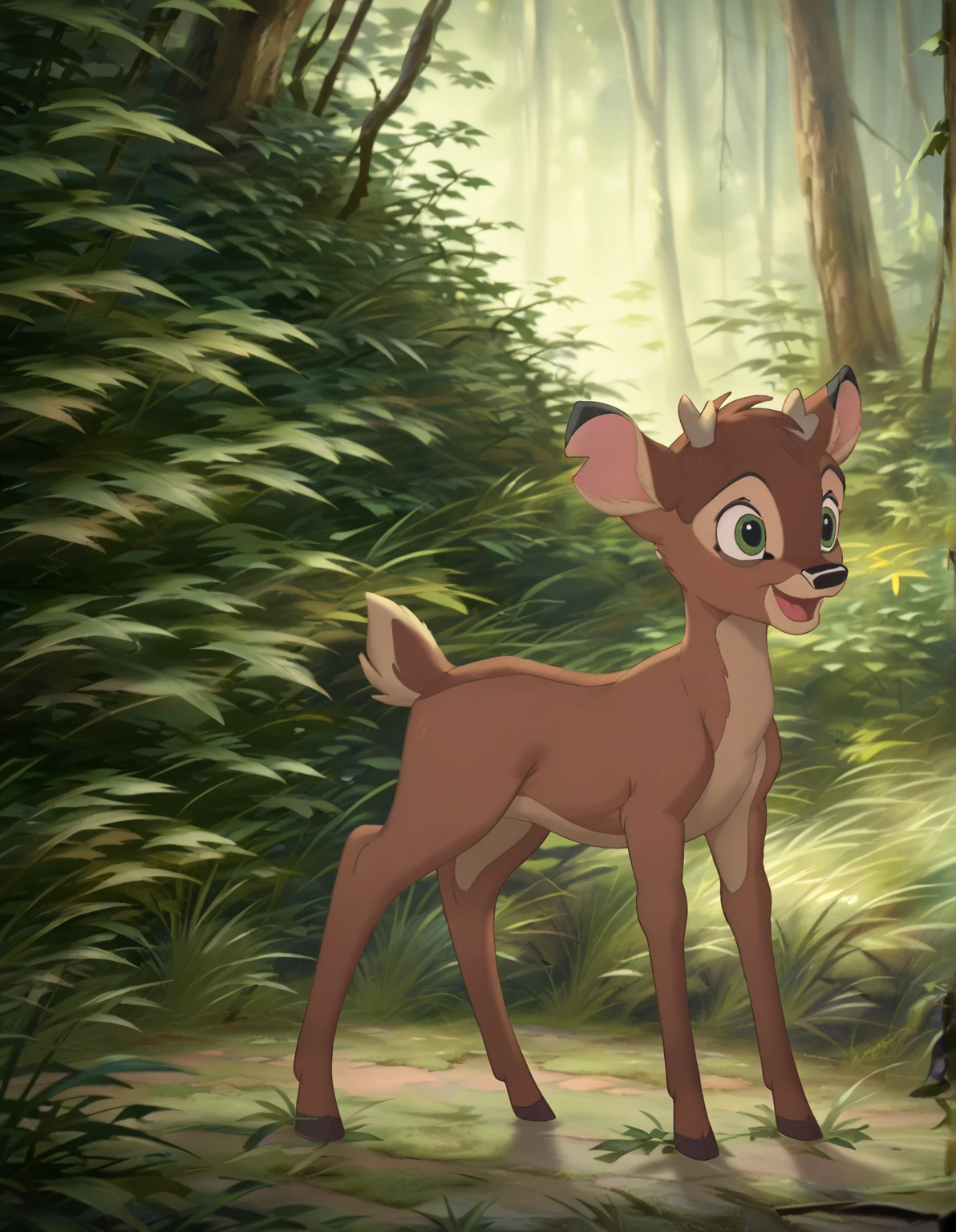 <lora:bambiDoe:0.7> deer in a forest