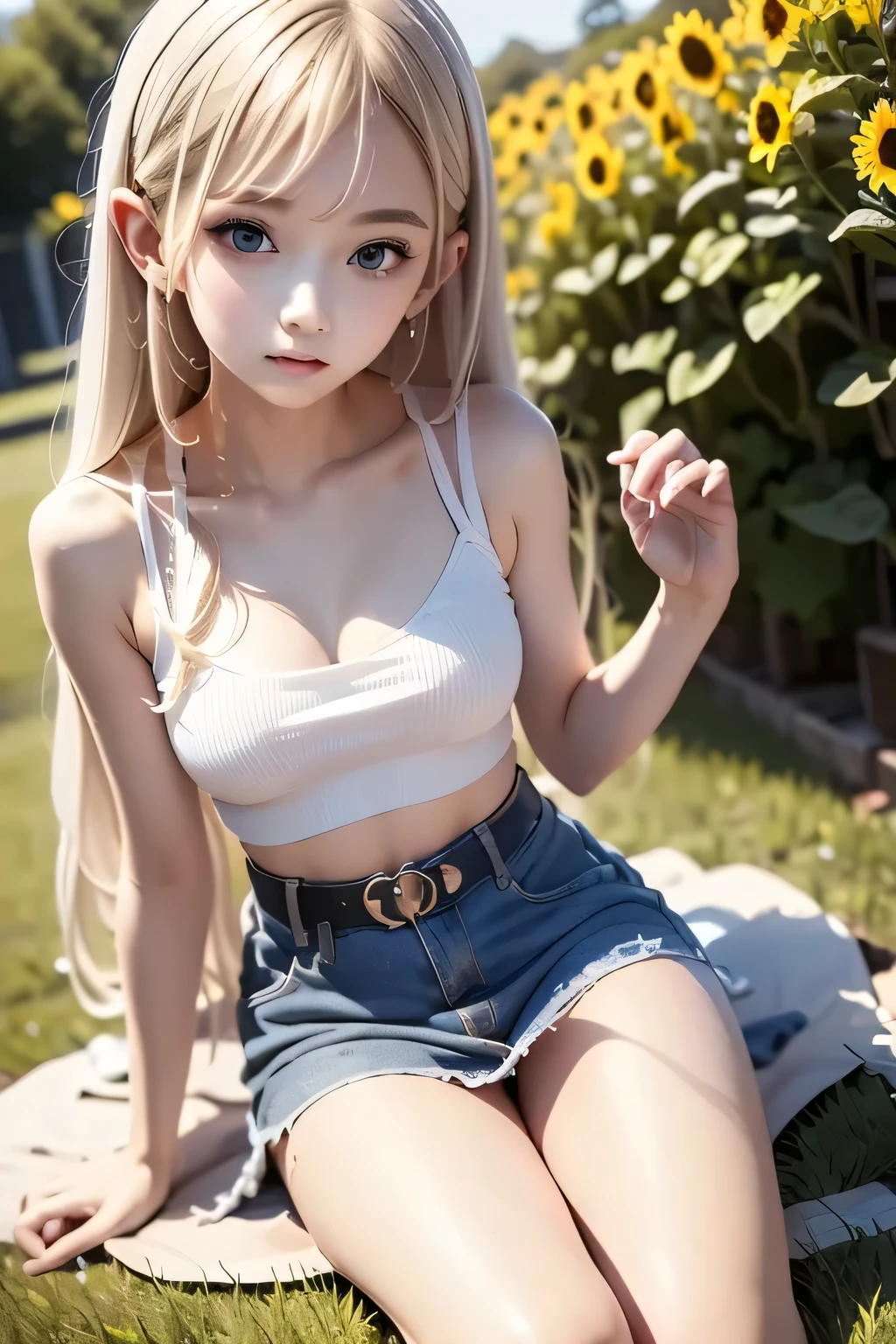 White-only base, Black and gray(Futuristic Nordic city),20 years girl,masutepiece , Best Quality,The best illustrations(Soft texture),Nahida(GenshinImpact) ,very slender body,tiny chest,Skinny Legs,Long hair ,Side Ponytail, Hair Ornament ,Street,White hair , White hair , hand behind head:1.5,multicolored hair, elf ,Skinny Legs,smil,Tsundere,crouching down,