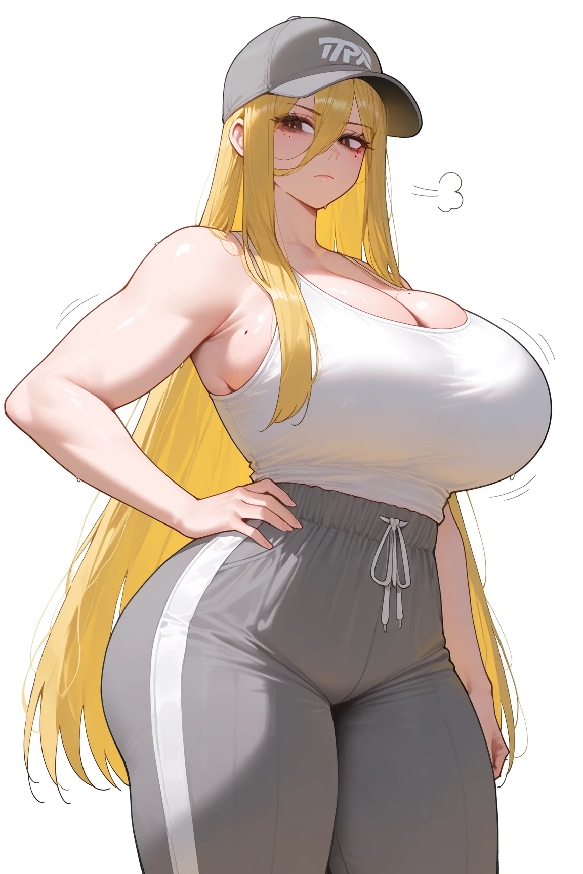 extremely long hair perfect anatomy 1 girl tall solo curvy (muscular) tight shirt leggings cowboy shot see-through
