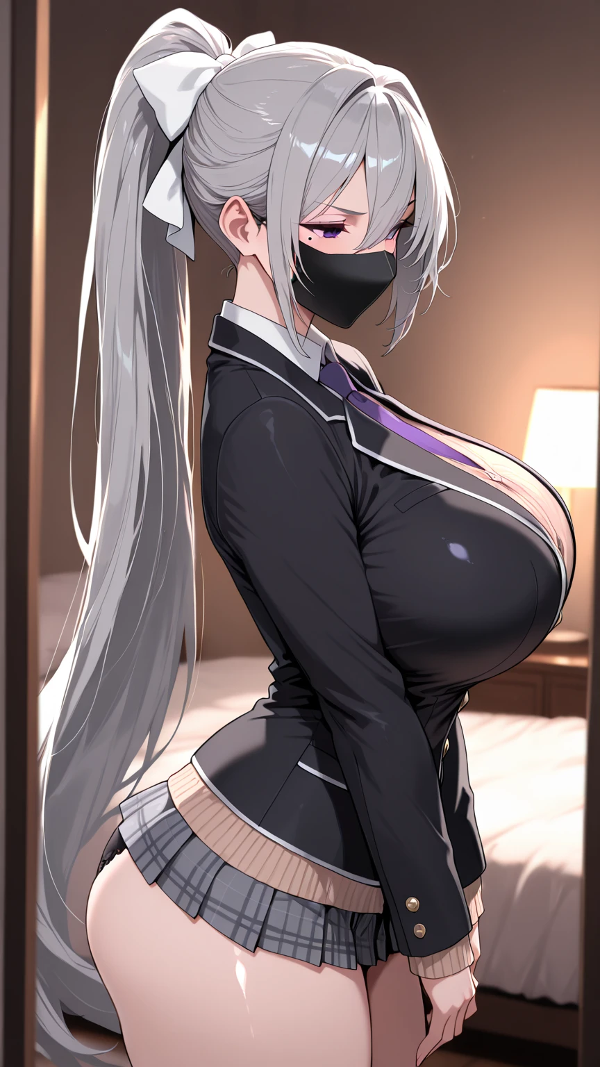 , big tits, wide sexy thighs, miniskirt, panties, wet panties, tight clothes, , long hair, (8K, Best quality, tmasterpiece:1.2),\(eye detailed\),(\(Clothes detail details\)\),full bodyesbian,(huge tit),(Facial focus) ,Very detailed CG unity 8K wallpaper,hugefilesize,ultra - detailed,A high resolution,absurderes,beautidful eyes,Ray traching,dramatic shadow,finely detailled,Dramatic angles,Hyper-detailing,(1 girl:1.3),(Solo),,Mature female,Long hair black