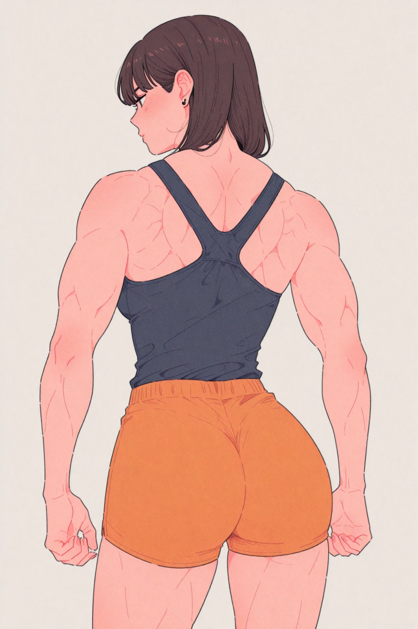 ((((((1boy)))))), fluffy red hair, ((big sharp wolf ears)), wolf tail, slim figure, ((pale skin)), sky blue eyes, joyful, big thighs, big butt, fangs, slim waist, lean figure, skin pale, youthful appearance, (((bulge))), black booty gym shorts, black thigh socks
