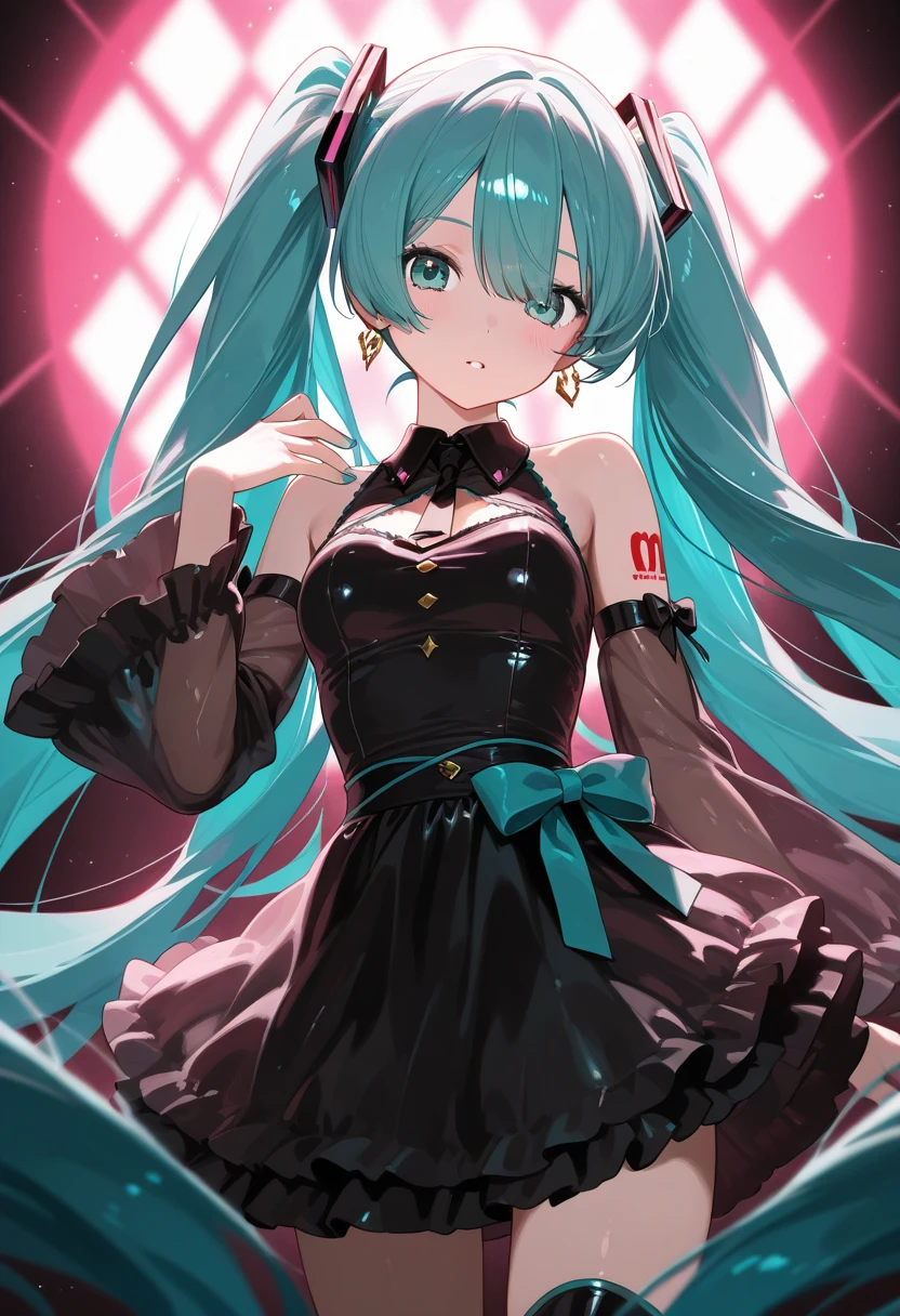 ((Highest quality)), ((masterpiece)), (detailed), One girl, Hatsune Miku、Black Feather、Black clothes