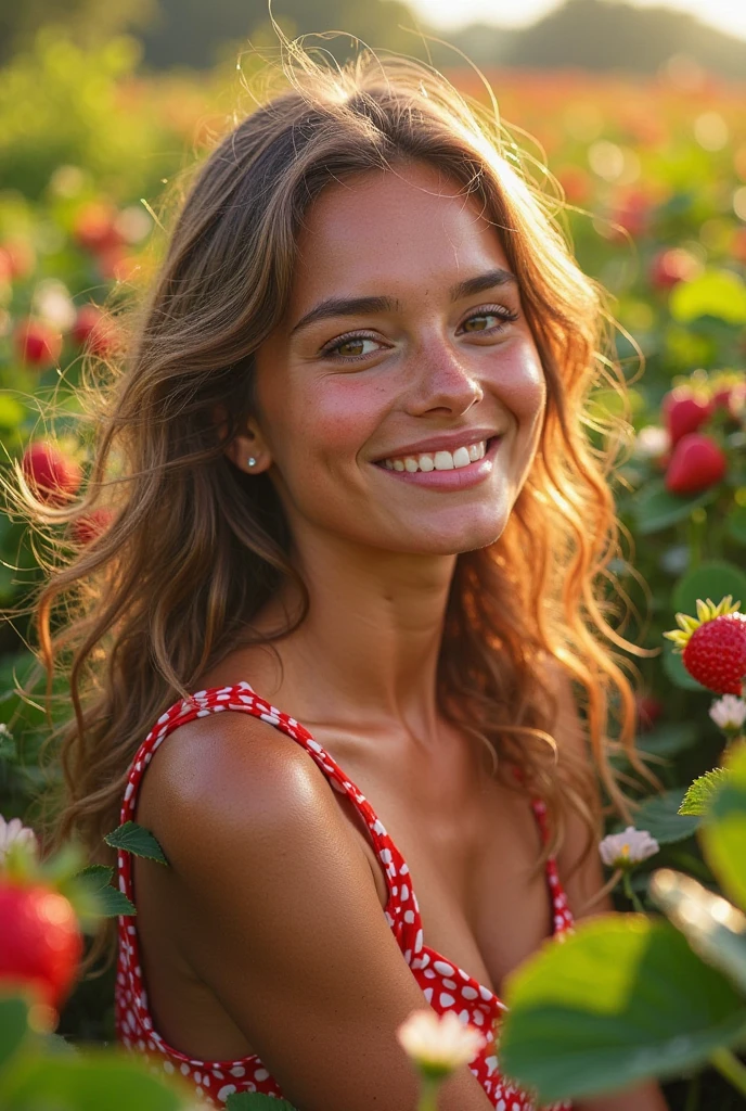Arafed Femme portant un débardeur blanc et un collier, Fille sexy aux yeux verts, Portrait Sophie Mudd, cheveux bruns et grands yeux, selfie d'une jeune femme. Elle savoure un verre de rosé tout en profitant des derniers jours de l'été dans un parc ensoleillé. Elle porte une robe légère à motifs floraux et des sandales, parfaits pour la chaleur douce de la fin d'août. Sans maquillage, ses yeux verts perçants et ses cheveux bruns naturels brillent sous la lumière dorée du soleil. Elle capture l’instant avec un selfie, assise sur une couverture de pique-nique entourée de verdure. L'arrière-plan montre des arbres aux feuilles encore vertes, mais avec un léger signe du changement de saison. La pose est détendue, avec un sourire serein, reflétant l'ambiance tranquille et agréable de cette fin de matinée d'été.