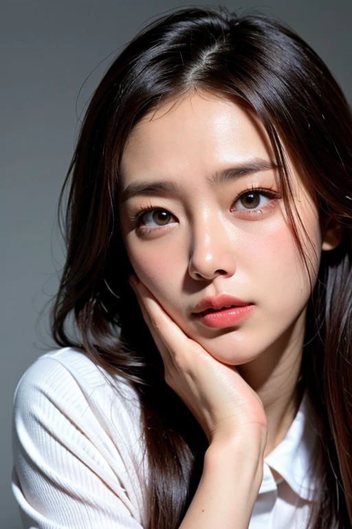 ((((highest quality))))、(((Ultra-precision CG16K wallpaper)))、(((masterpiece)))、(((Super detailed)))、(((super extreme details)))、１people&#39;s women、mature woman、24 year old woman、((Japanese face))、((very beautiful face))、((did:1.5))、((Straight ponytail hair、blunt bangs))、(shiny brown hair)、beautiful delicate eyes、brown eyes、raised eyebrows、high nose、small nostrils、small mouth、seductive lips、beautiful breasts、((C cup size breasts))、cleavage、plump body、(Chubby body type)、perfect proportions、perfect anatomy、perfect composition、beautiful detailed shading、beautiful natural lighting、beautiful detail glow、Depth of the bounds written、(((High chroma)))、(((real:1.9)))、((vivid:1.5))、((edge:1.6))、((beautiful skin))、((skin texture))、((Realistic skin feel))、(((cowboy shot、Thigh:1.5)))、((Angle seen from the front:1.5))、((Surprised face with open mouth:1.4))、(Eyes looking at me:1.5)、Daytime bedroom、bright sunshine、Natural light、(((in front of the bed:1.2)))、(standing pose:1.5)、(((A severely torn cardigan、Violently torn and torn beige pink lace bikini lingerie clothes:1.6)))、((Completely naked:1.2))、((choker、Wearing earrings:1.3))、