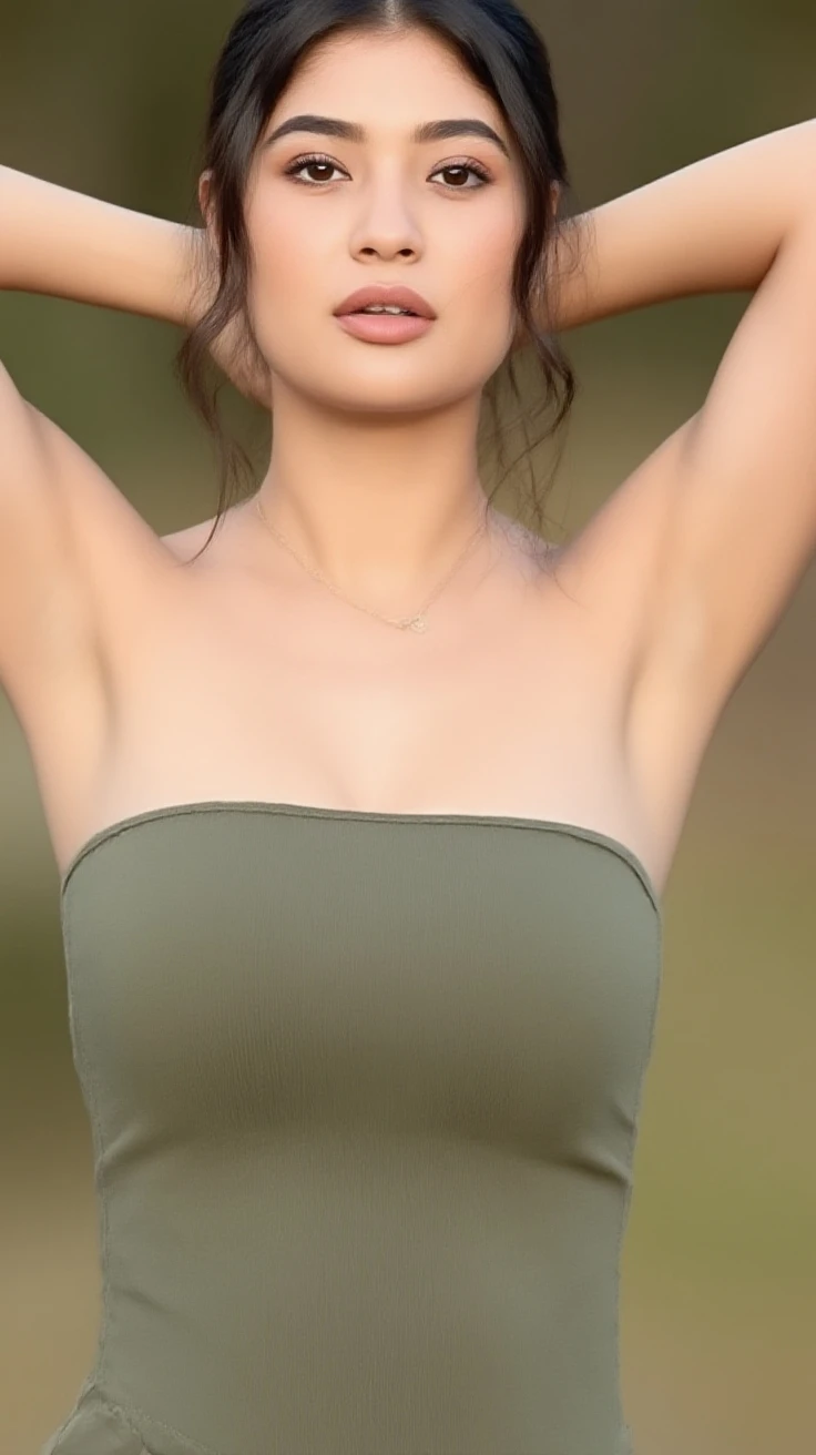 arurinh, ((blushing)) ((embarassed)) , waist up, absurdes, long straight thin hair, dynamic pose, modelshoot:photoshoot, HD, high contrast, sharp image, masterpiece, mouth closed, balanced eyes, CG render, small head bone, detailed collar bone, (Best quality details:1.2),realistic,8K Ultra Detailed,High quality texture,detailed texture,finely detailed,high detail,extremely detailed cg,High quality shadow,beautiful face,Detailed beautiful delicate eyes, DOF, beauiful woman,smaller breast, tall, blurry background, black scruffy Wedding Dress,