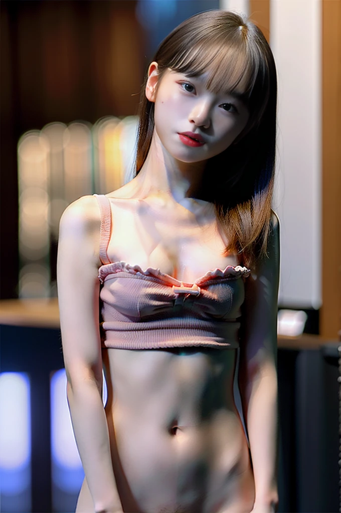 Kasumi, brown eyes, (best quality, ultra-detailed), (realistic:1.37), beautiful and detailed face, ultra-realistic texture, delicate face, delicate body, red lipstick, bright colors. High definition, 8K, well defined legs
