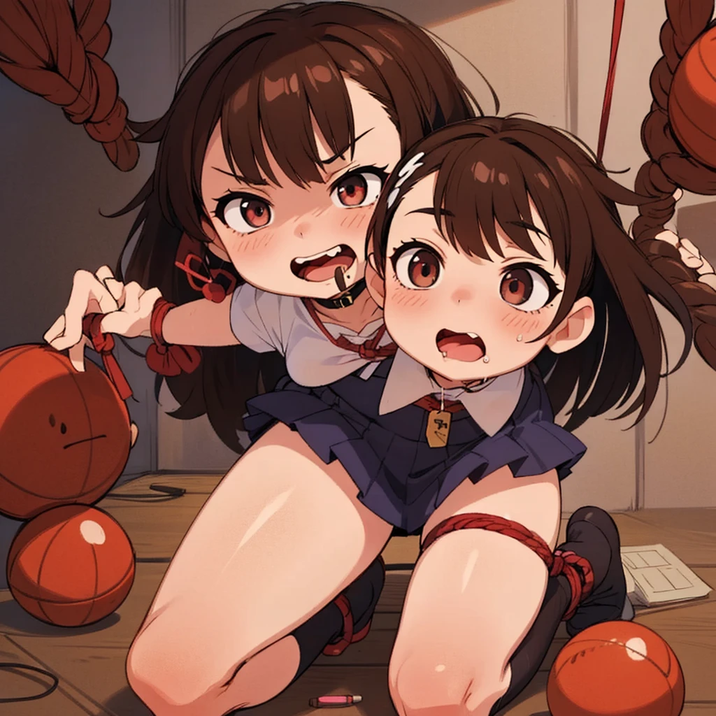 nsfw,((shibari)),(((Pilling stand))),(((fully tied up))), ((pillory)),restrained,(highest quality、8k、masterpiece:1.3))2 girls、cute twin girls、ponytail、classroom、Completely naked、(masterpiece、8k)、(highest quality、high resolution:1.4)、(perfect anatomy:1.2)、(hyper)detailed、超detailed、perfect design)、sexy pose、kiss with tongue out