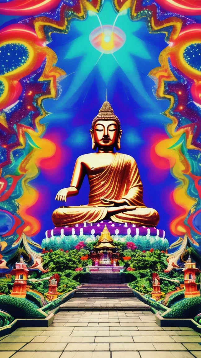 Great Buddha,Tokyo,colorful,Edo,An illustration,Real,art,flashy,art,explosion,