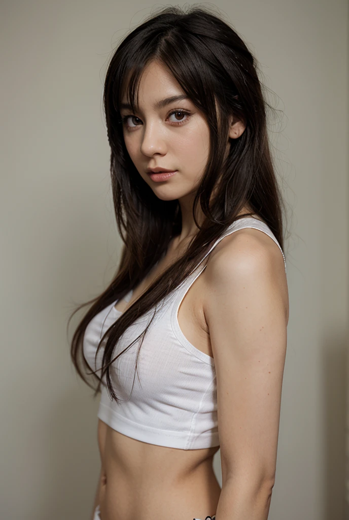 the most beautiful woman there ，Show off your figure，The most realistic，The camera zooms in on the upper body