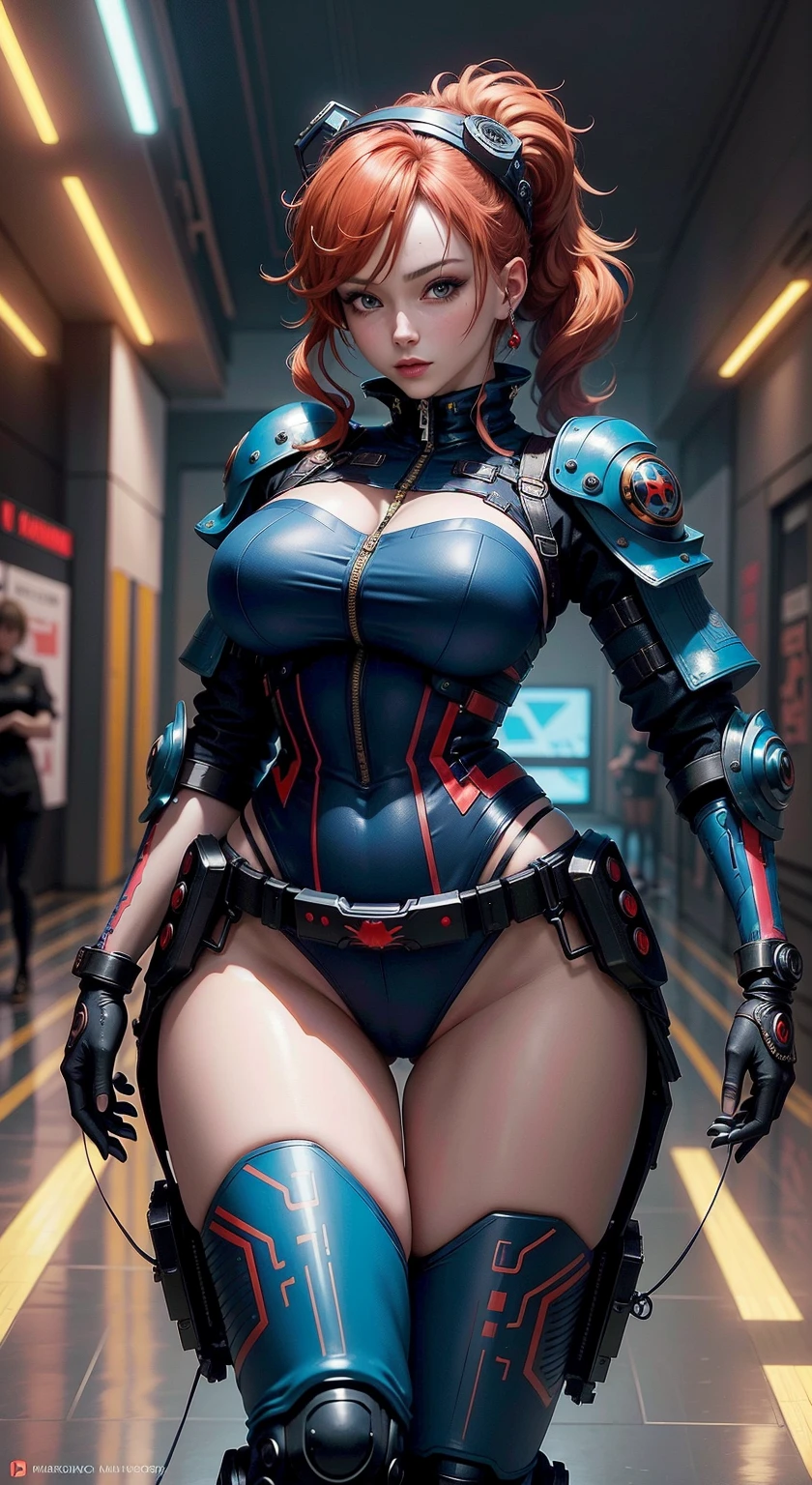 very big tits ((Masterpiece, The best quality)), illustration, 8K ultra detailed, realist, clear focus, Highly detailed, Pro Lighting, colorful details, Rainbow Color BREAK, Factory Long Rise, large mechanical robot structure, microchip, computer, ((glow)), intricate details, shitu-mecha, 1girl, mecha, belly button, color image, (Cyberpunk), (red hair: 1.2) big tits very sexy very big tits extremely big tits big cameltoe cameltoe cameltoe big tits cameltoe big,red hair,red hair,red