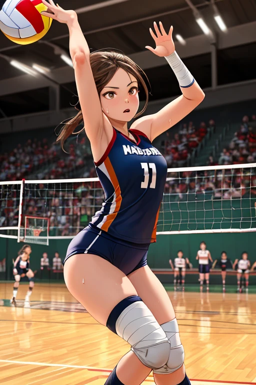 sexy girl in sport volleyball outfit with small breasts and thighhighs 