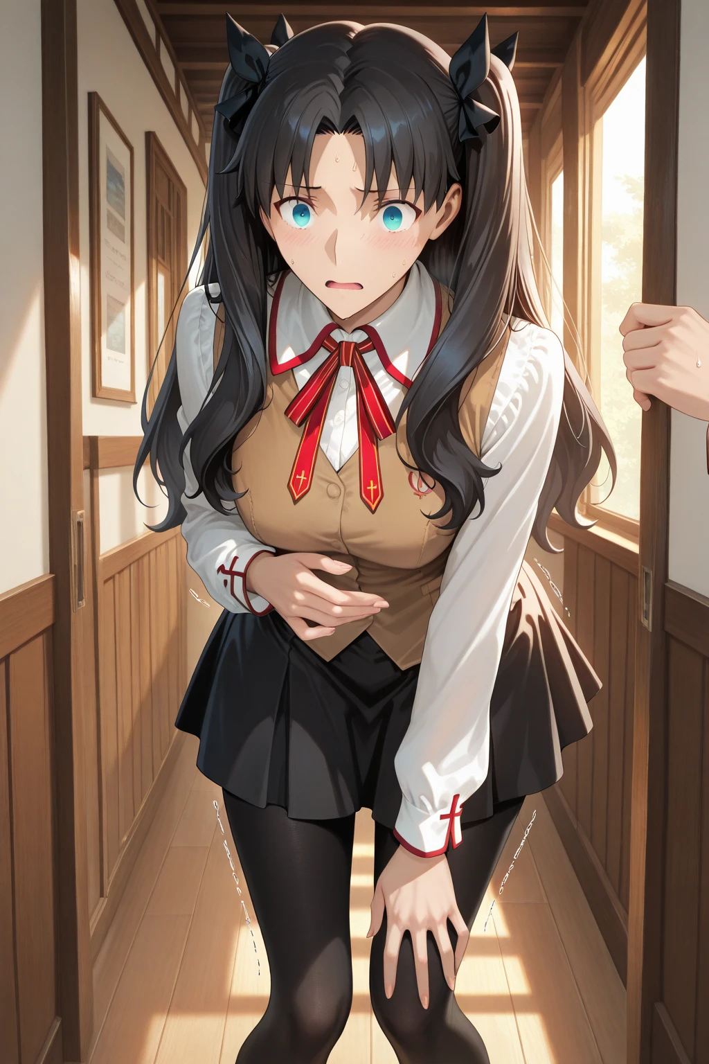 NSFW,masterpiece,Highest quality,High resolution,Super detailed,Yukinoshita Yukino\(My Youth Romantic Comedy is Wrong as Expected\),Black Hair,Long Hair,Light blue eyes,uniform,mini skirt,High quality lace open crotch panties,Small breasts,Dissatisfied face,Embarrassed,blush,Inside the train,(Middle-aged men),sexual harassment,(Being molested)