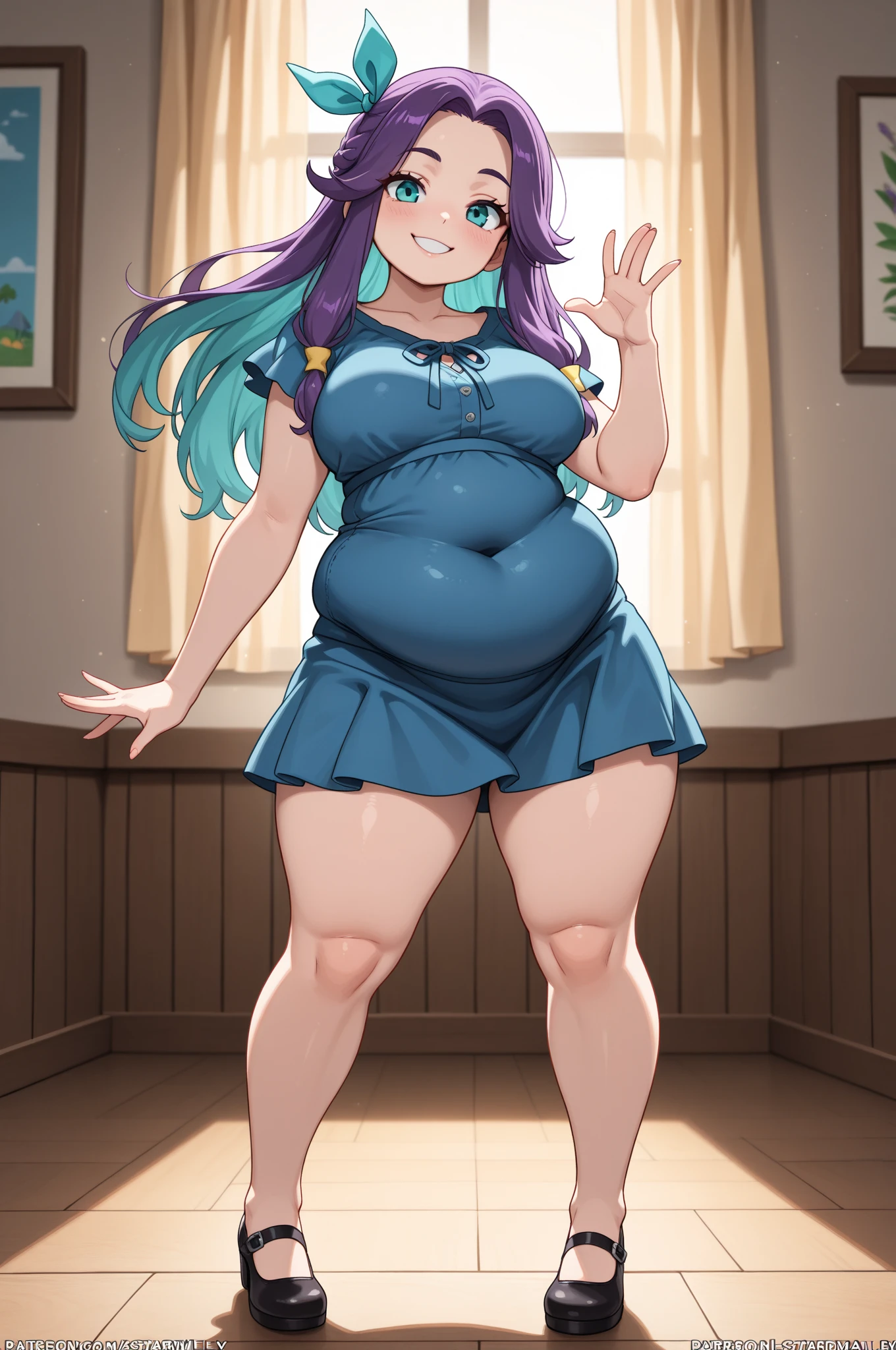 Giant maiden,Moe two-dimensional style,Pregnancy status,Round belly, Huge breasts, Thick thighs,Gaze at the bustling city, Lying down, Burp, Burping, Loud burp, Really loud burp, Glasses, Embarrassed, Full body