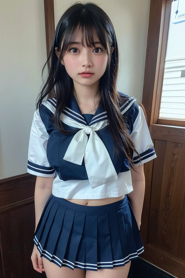 (8k、RAW Photography、Top image quality、masterpiece:1.3)、(realisitic、Photorealsitic:1.37)、(natta)、(Look at viewers:1.331)、(white hair)、the pose、on tokyo street、nighttime scene、cyberpunkcity、Soft light、1girl in、extremely beautiful face、bust、putting hands、random hairstyle、random facial expression、big eye、、lower abdom、(Short sleeve JK_sailor)、JK_style、(Dark blue JK_skirt)、(Ribbon JK_tie)、mix4,(((female pervert, puffy niples_white tit, how-to, _Juice, public_hair,,, Uncensored、public_pee)))