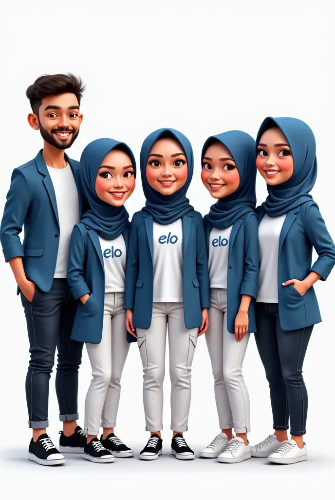 Karikatur 3D photo 8 adult men and 2 adult Muslim women wearing black shirts that say PT. MAJU EXPRESS INDONESIA photo background with the words PT MAJU EXPRESS INDONESIA
