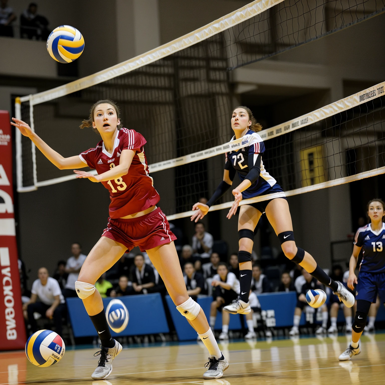 Girls playing volleyball
